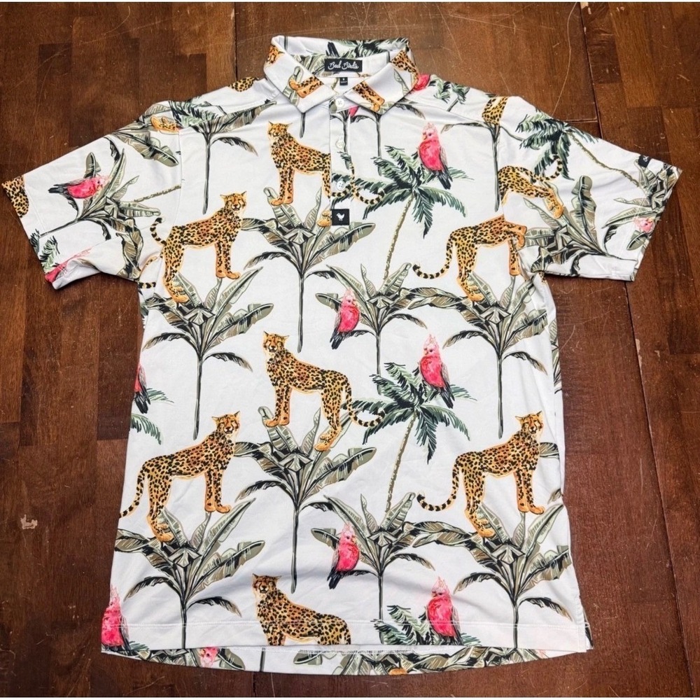 2 Bad Birdie Polo Golf Shirts Men Small Tropical Safari Animal Print 2pc Bundle - Picture 5 of 16